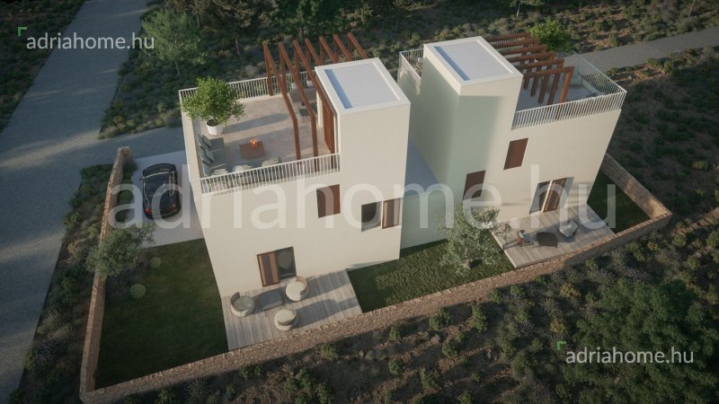 Tribunj - Új építésű családi ikerházak medencével és tetőterasszal